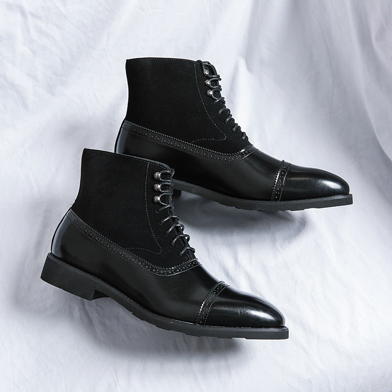 Men's Business Middle Tube Large Size Personalized Brushed Boots