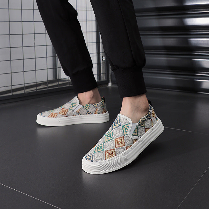 Men's Vintage Cloth Sail Breathable Camouflage Knitted Trendy Canvas Shoes