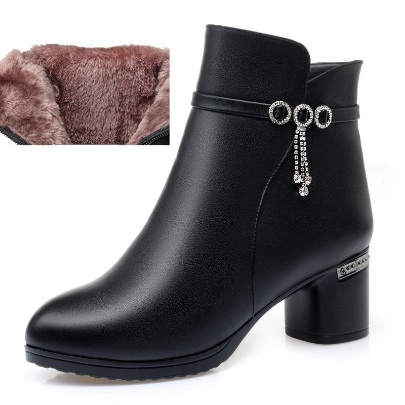 Women's Size Mom Wool Cotton Mid Thick Boots