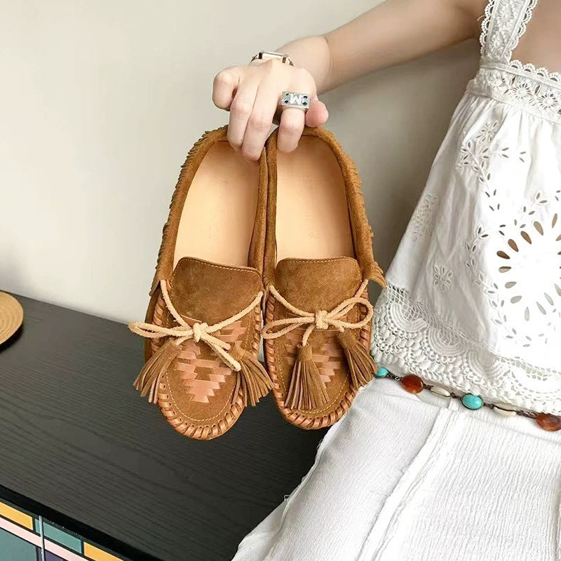 Women's Boat Flat Su Sui Tassel Knot Loafers