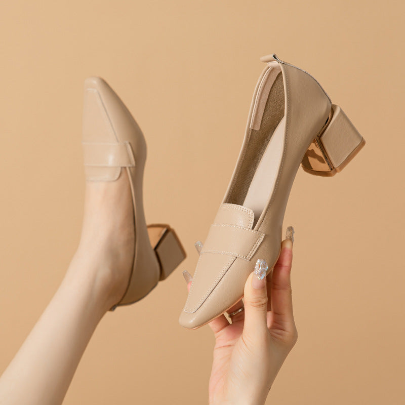 Women's Square Toe Comfortable Soft Pumps Commuter Outer Wear Deep Women's Fashion Shoes