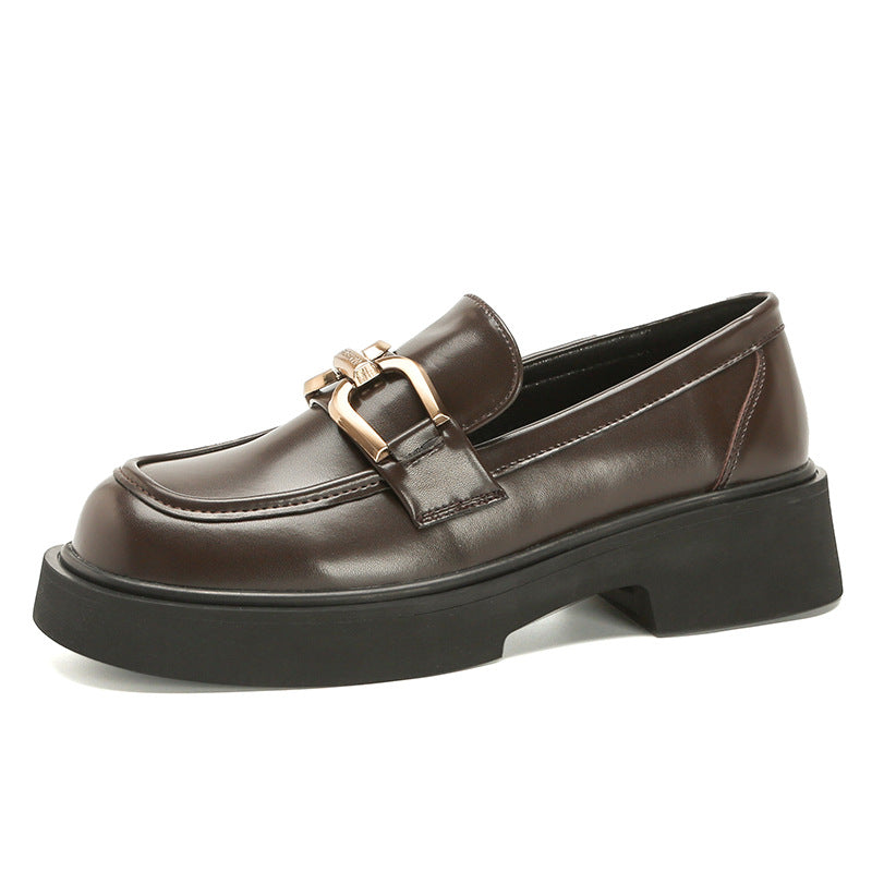 First Layer Cowhide Platform Authentic Female Winter Veet Loafers
