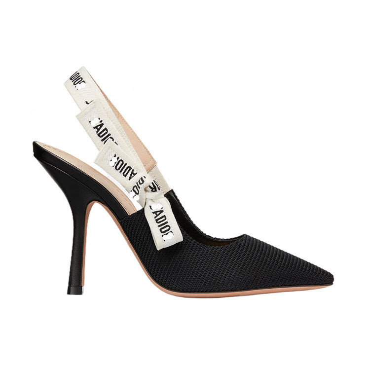 Women's Summer Bow Pointed Shallow Mouth Backstrap Heels