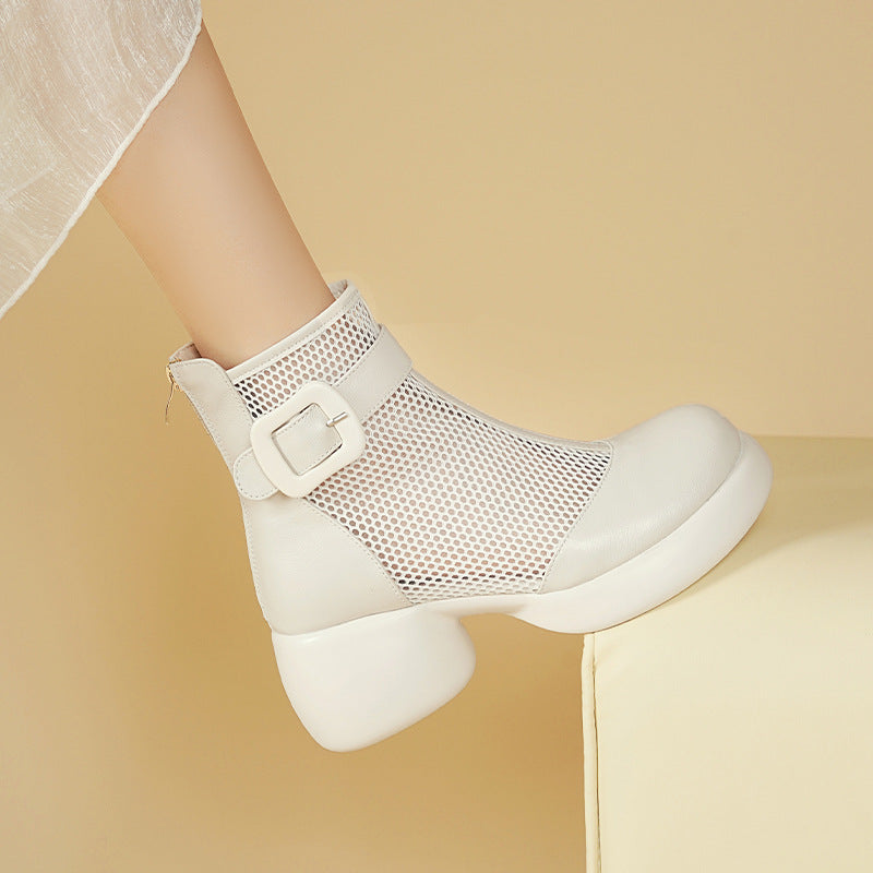 Women's Mesh Martin Thick Breathable Voile Hollow Booties Summer Sandals