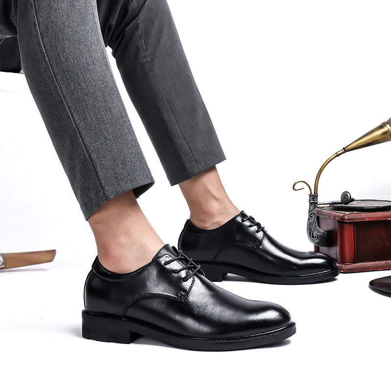 Men's Invisible Inner Height Increasing Formal Wear British Plus Size Cowhide Men's Shoes