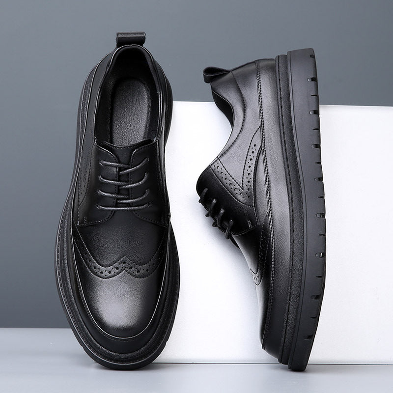 Men's Autumn Genuine Brogue Formal Wear Thick Bottom Men's Business Leather Shoes