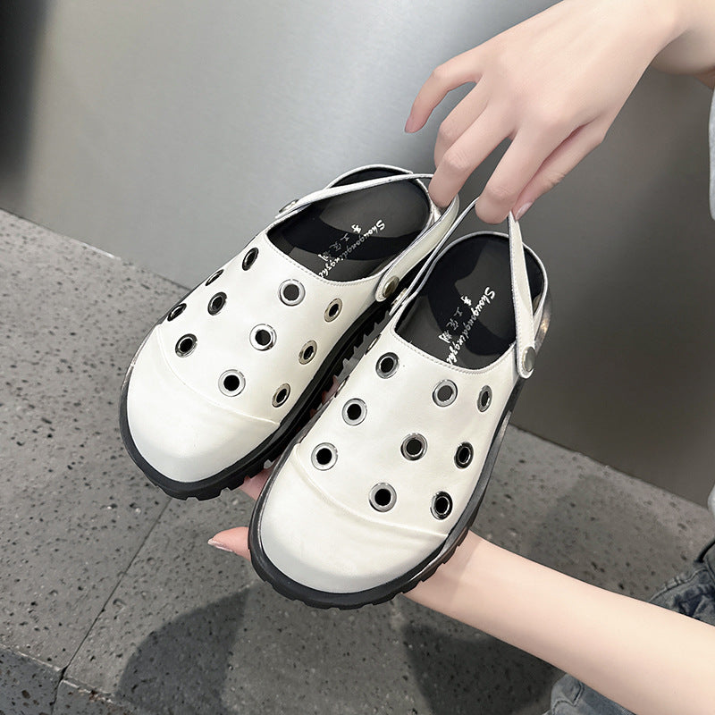 Women's Metallic Platform Outer Wear Height Increasing Leisure Slip-on Slippers