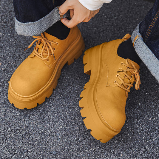 The Bottom Pumps British Style Platform Leather Shoes