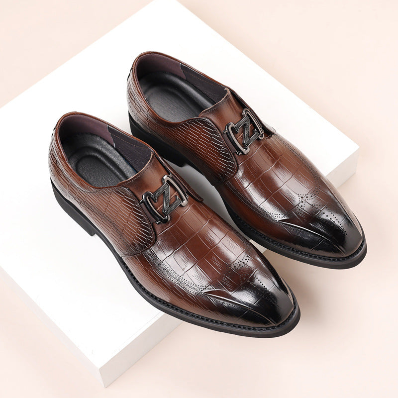 Men's Business Formal Wear Cowhide Wedding Genuine Leather Shoes