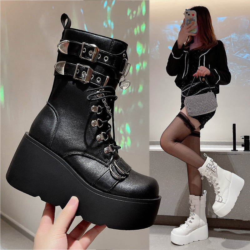 Women's Thick-soled Muffin Short Autumn Height Increasing Punk Martin Boots
