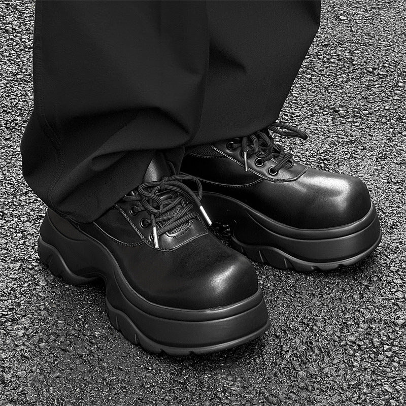 Men's Tide Leisure College Style Thick Bottom British Leather Shoes