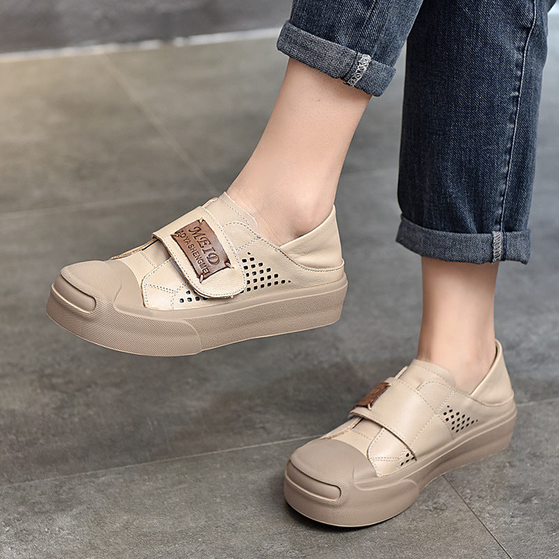 Pairs Of Patchwork Thick Bottom Velcro Sandals