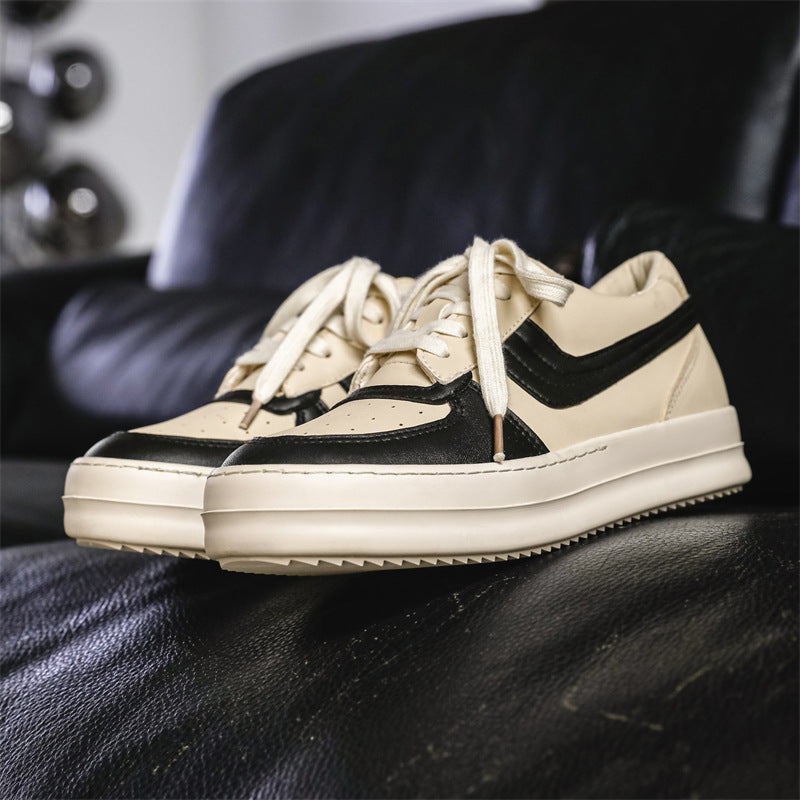 Men's White High Street Design Stitching Platform Sneakers