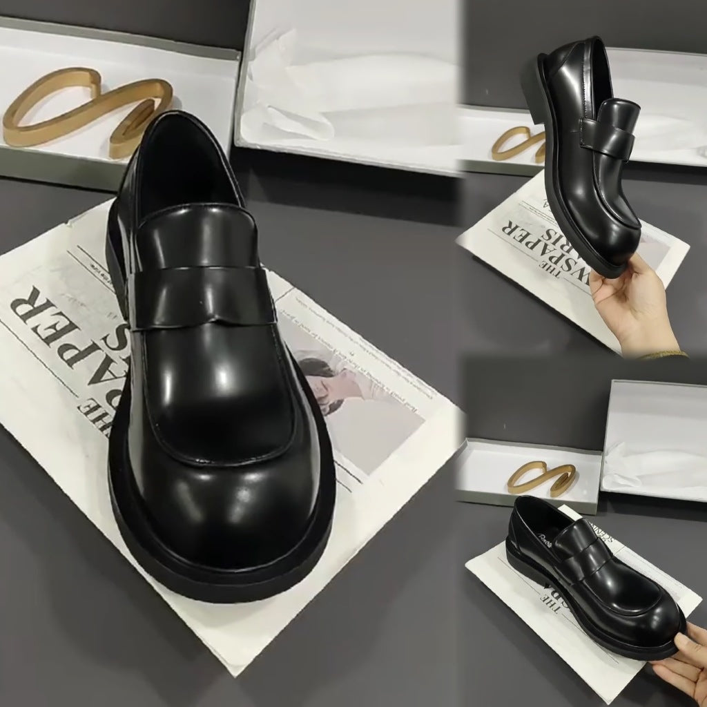 Head Pure Round British Bright Slip-on Lofter Leisure Leather Shoes