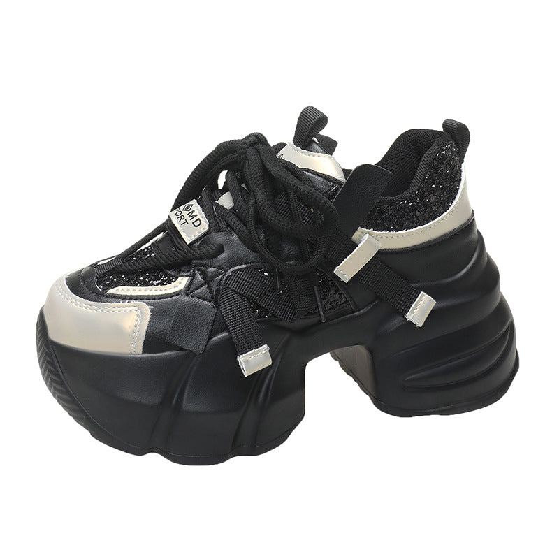 Sequin Sweet Dad Platform Height Increasing Small Casual Shoes