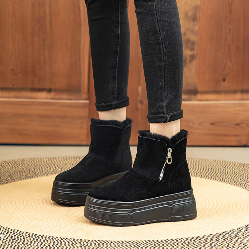 Women's Heightening Thickening Wool Fluffy Cotton Winter Snow Boots