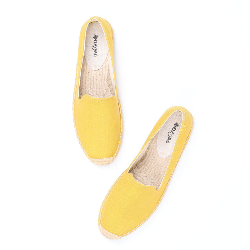 Women's Top Ramie Sole Monochrome Trendy Flat Canvas Shoes