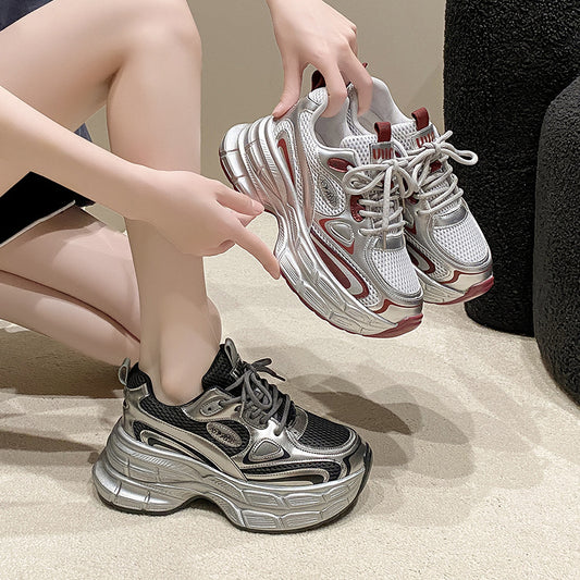 Women's Platform Heightened Daddy Couple Leisure Rhinestone Sneakers