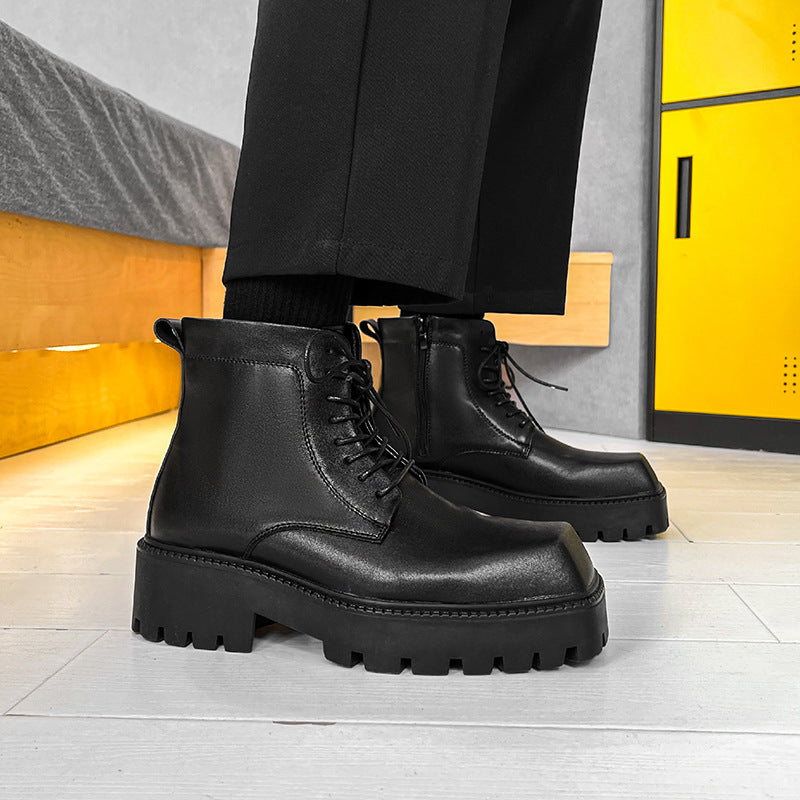 Men's Personality Square Toe Martin Trendy Side Boots