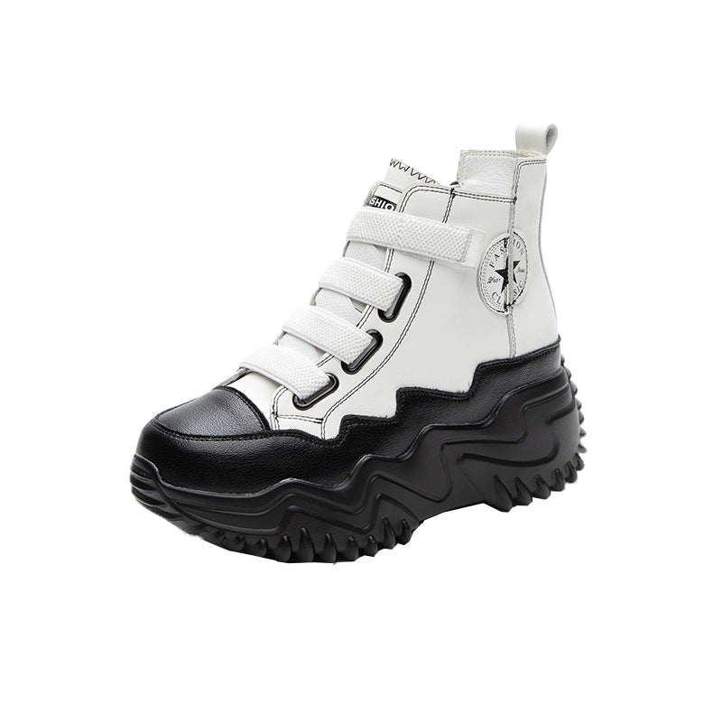 Women's Versatile Height Increasing Insole Korean Style White Women's Sports Shoes