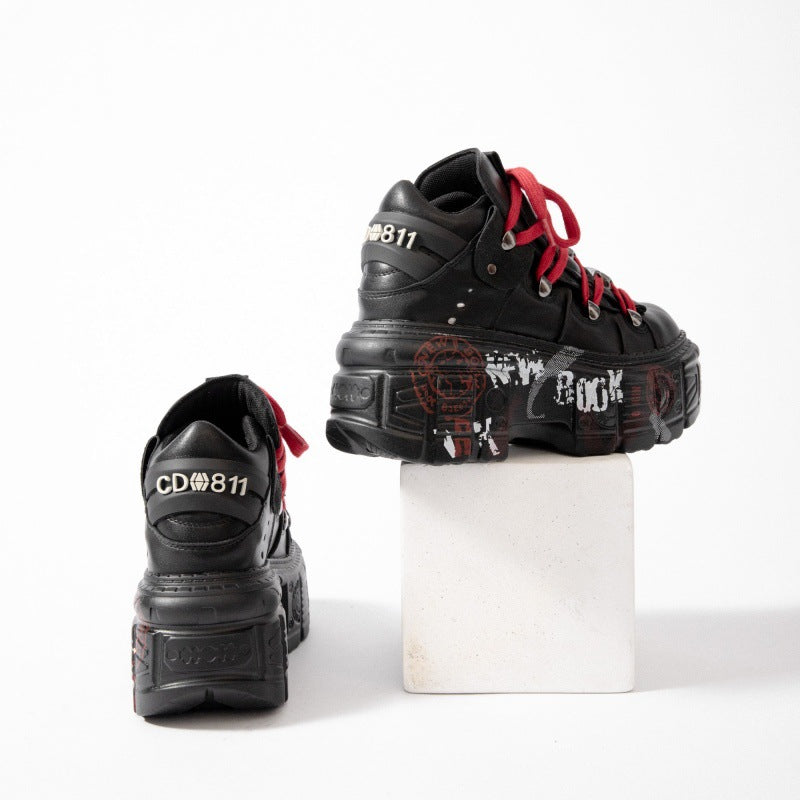 Metal Platform Dark Punk Muffin Street Shooting Heightened Single Boots
