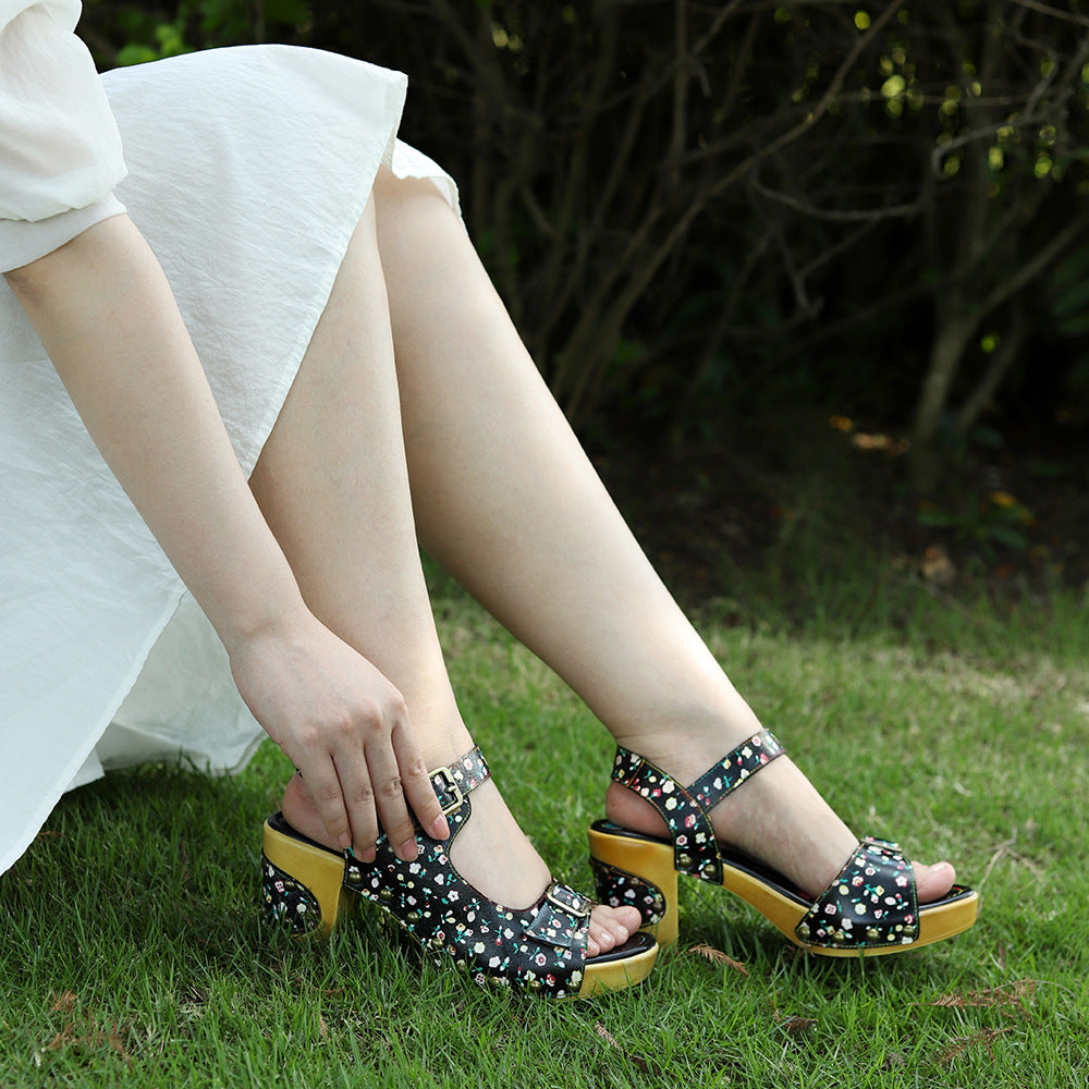 Retro Floral American Country Style Comfortable Sandals