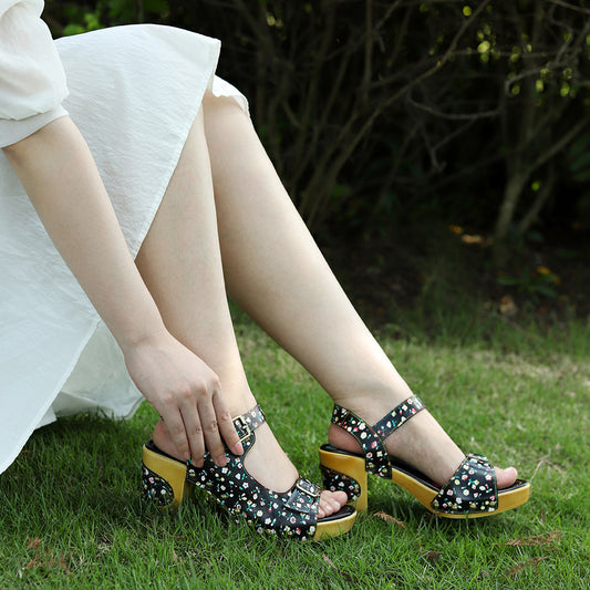 Retro Floral American Country Style Comfortable Sandals