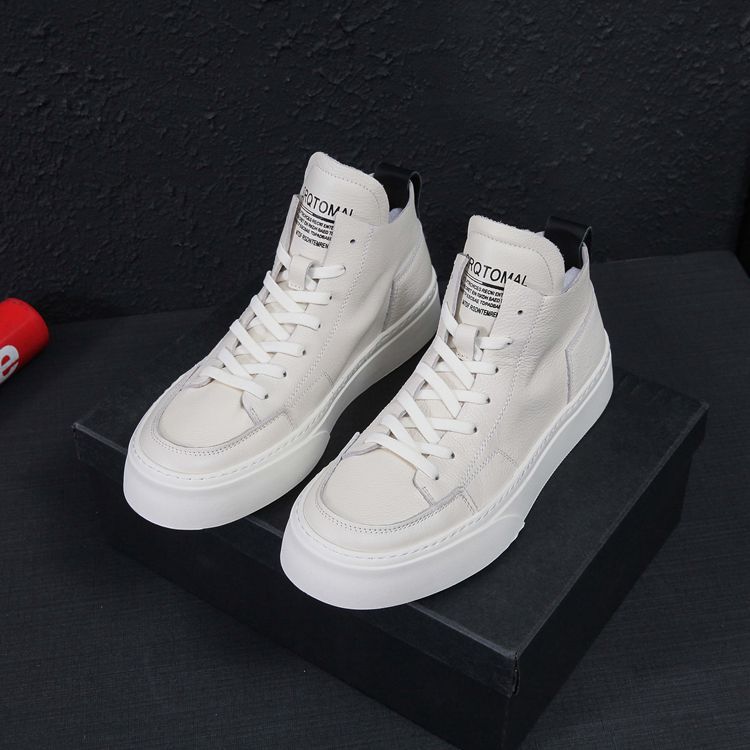 Men's Spring Korean Style Versatile White Platform Sneakers