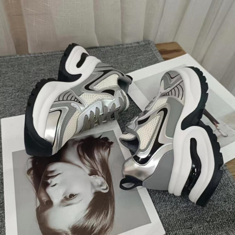 Women's Sier Platform Dad Small Height Increasing Sneakers