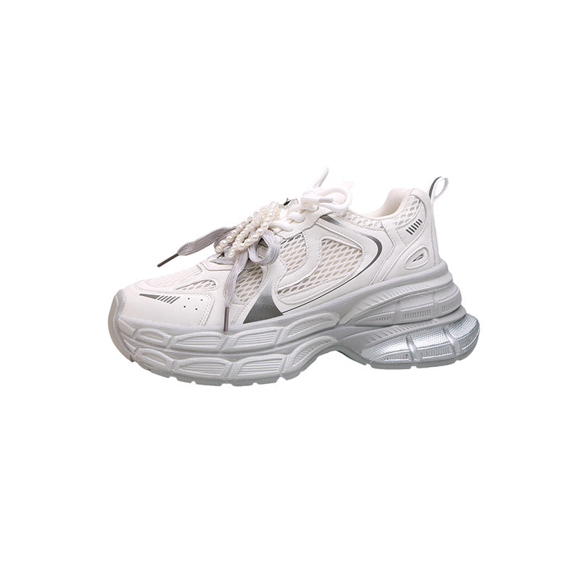 Women's Summer Height Increasing Thick Bottom Gray Sneakers