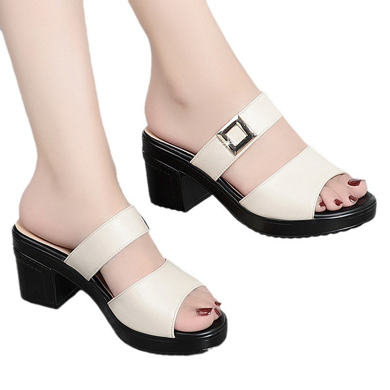 Women's Summer Mom Platform Plus Size Outer Wear Slippers