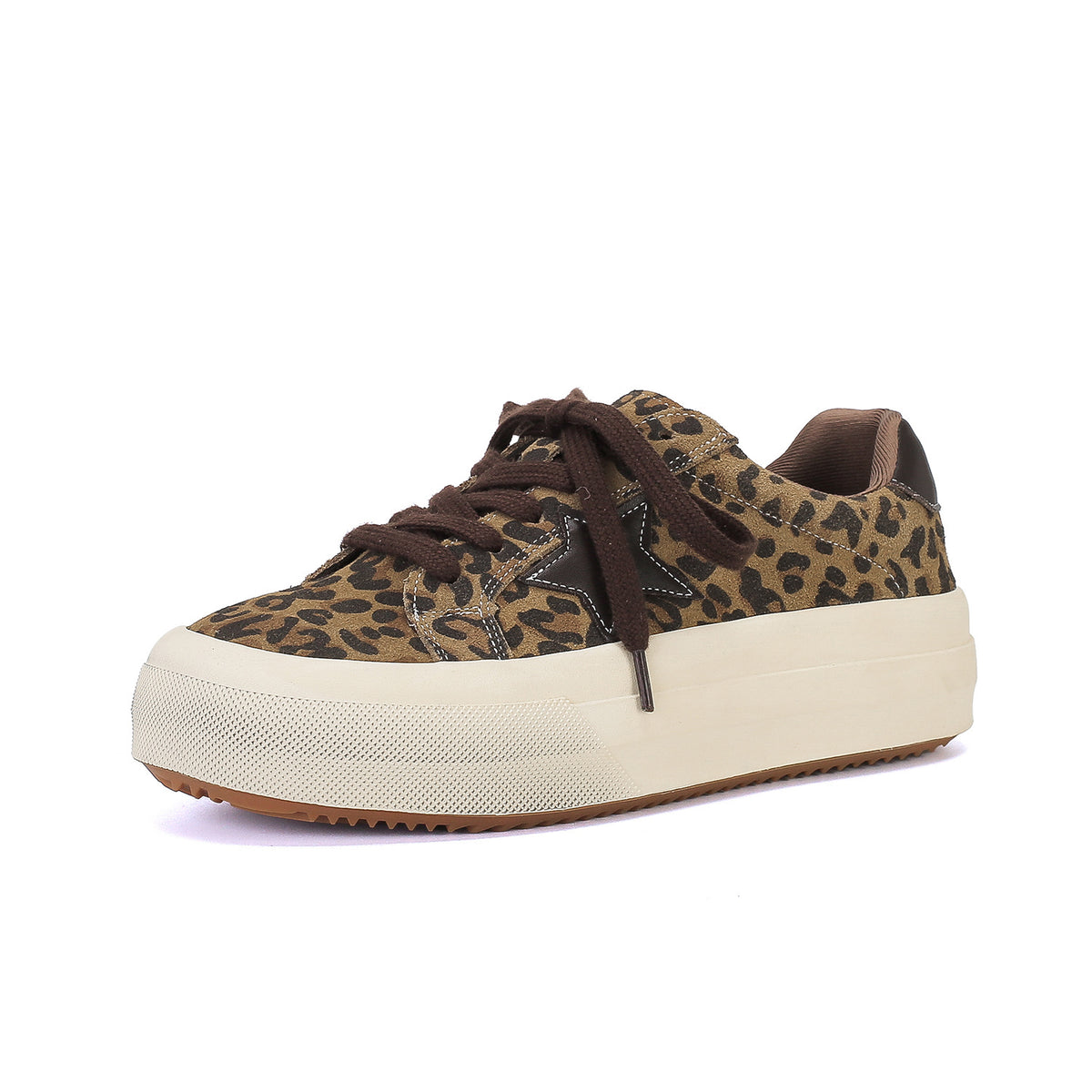 Women's Thick-soled Leopard Print Chic Training Retro Dirty Sneakers