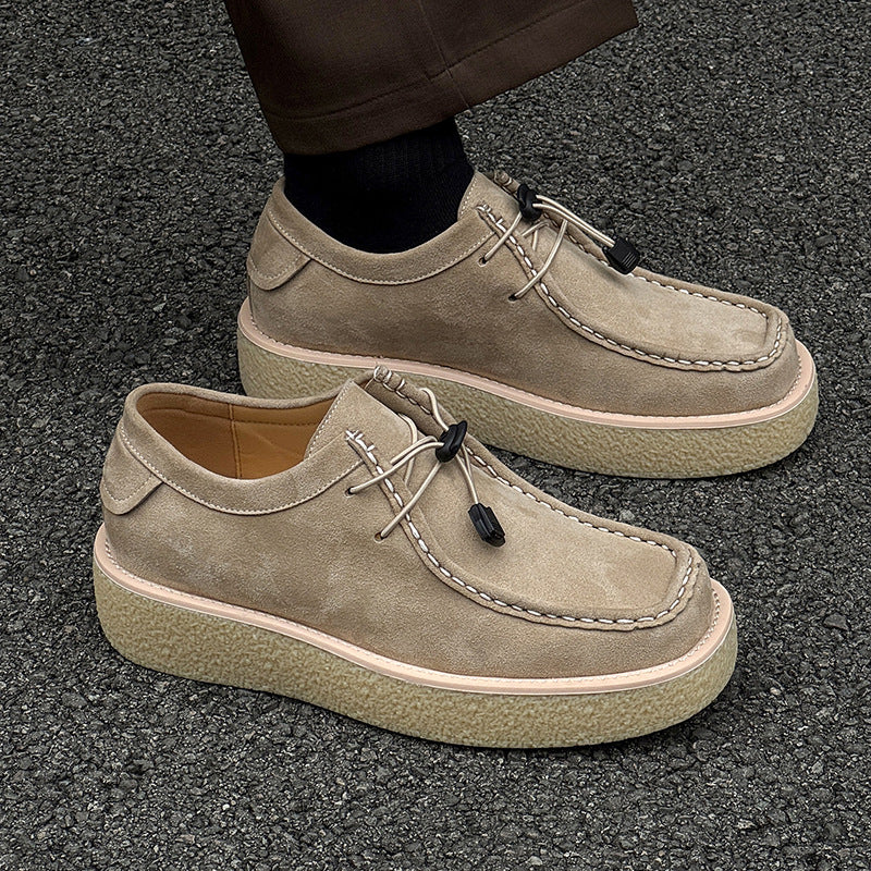 Leisure Tooling Square Toe Platform Fashion Leather Shoes