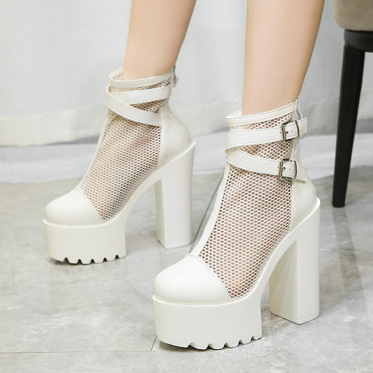 Women's Autumn High Platform Ankle Fashion Mesh Women's Shoes