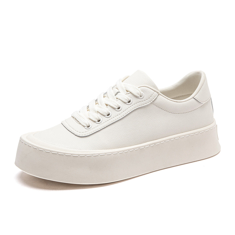 Men's White Summer Breathable Increased Thick Bottom Sneakers