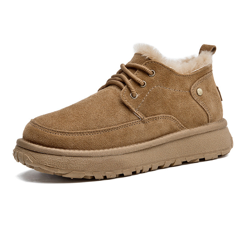 Men's Fur Integrated Waterproof Fleece Lined Padded Snow Boots