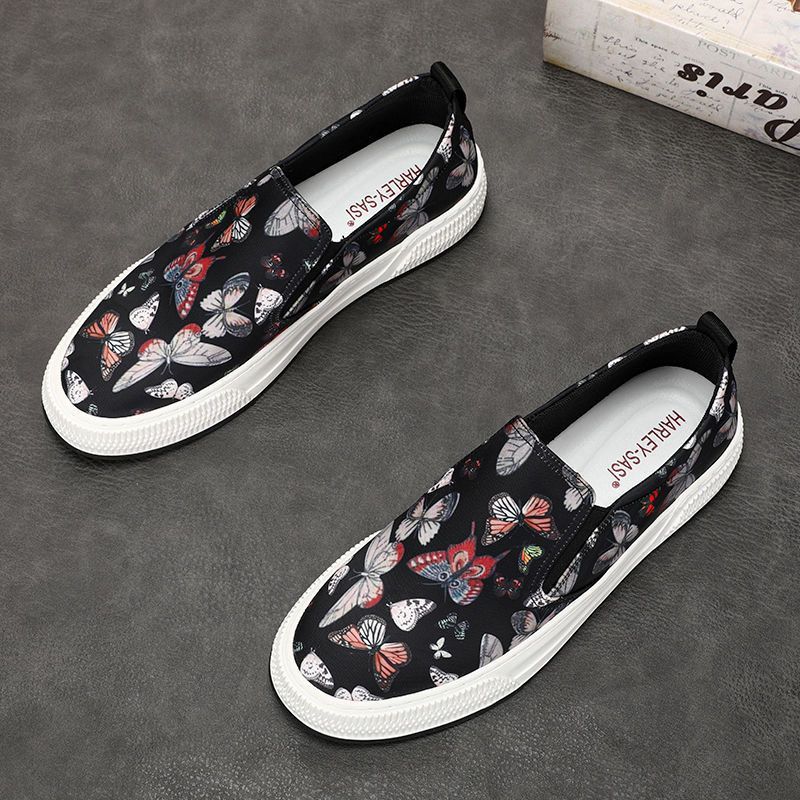 Men's Slip-on Board Summer Breathable Printed Leisure Canvas Shoes