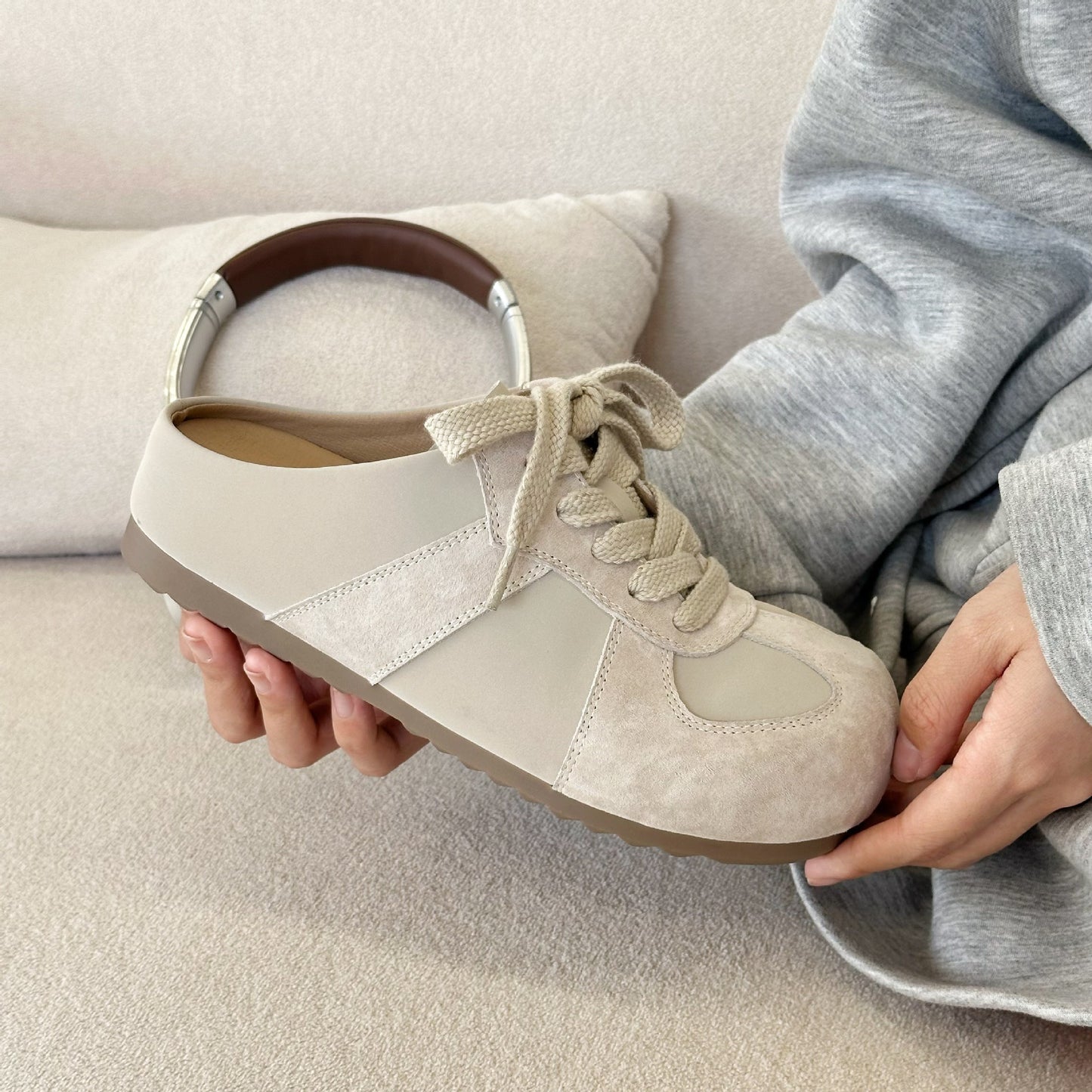 Women's Retro Closed Toe Half Outer Wear Spring Versatile Slippers