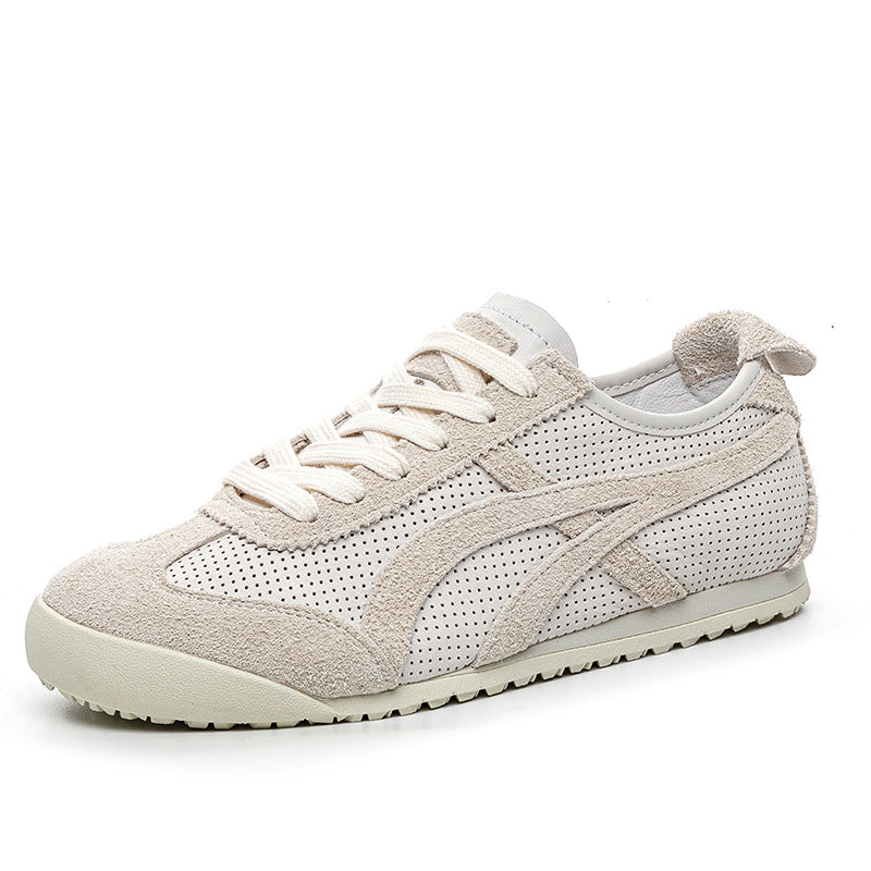 Women's Layer Cowhide Breathable German Training White Soft Comfort Sneakers
