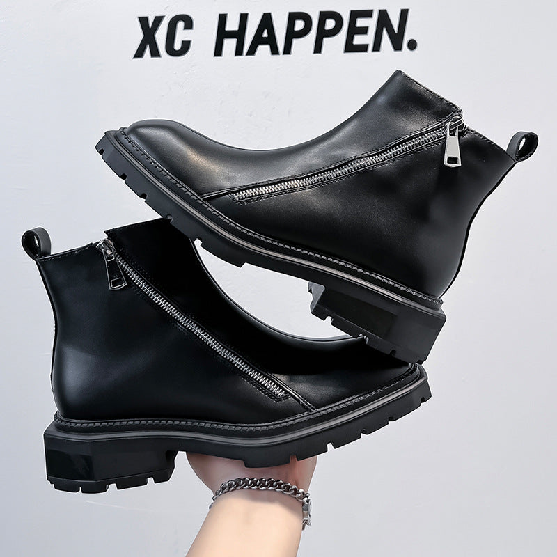 Men's Square Toe Chelsea British Vintage Zipper Boots