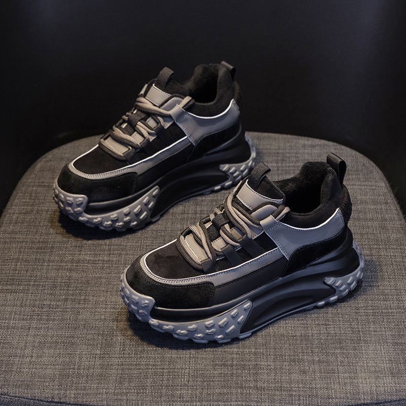 Women's Dad Fleece-lined Matte Spring Platform Fashion Women's Casual Shoes