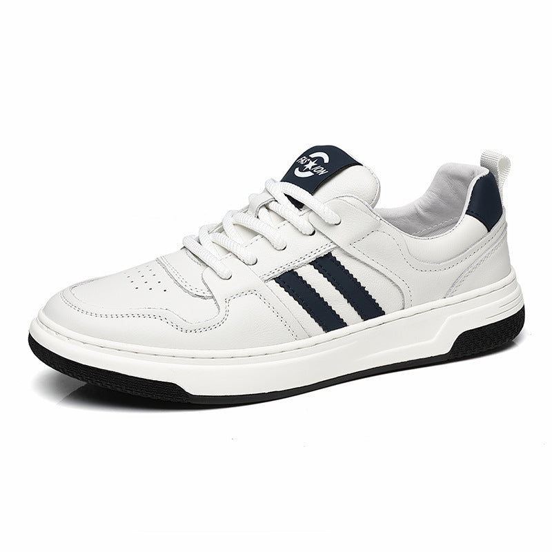 Men's Size Extra Large Top Layer Cowhide White Genuine Breathable Men's Board Shoes