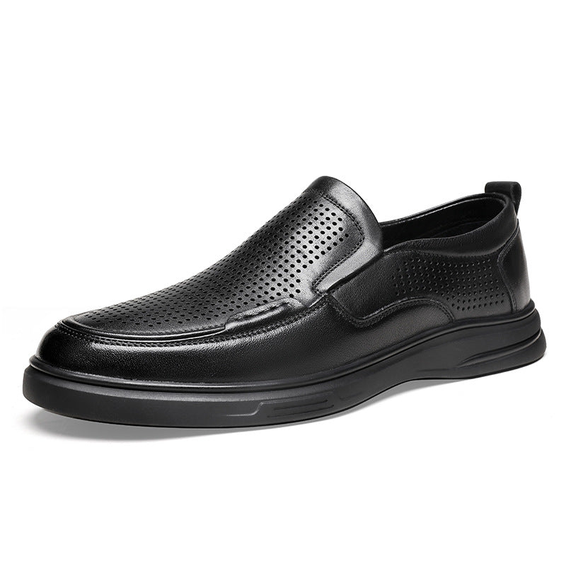 Men's Breathable Business First Layer Cowhide One Leather Shoes