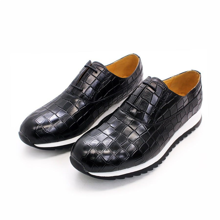 Men's Trendy Top Layer Cowhide Breathable Platform Leather Shoes