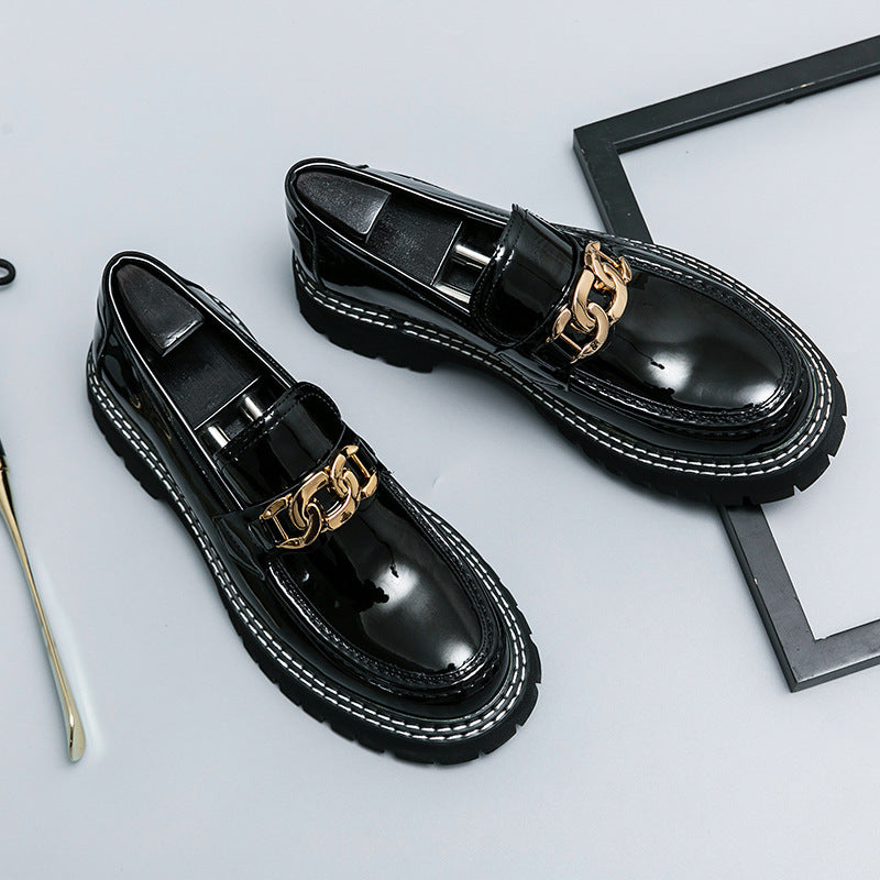 Men's Sole Patent Glossy Slip-on Fashion Korean Style Men's Business Leather Shoes