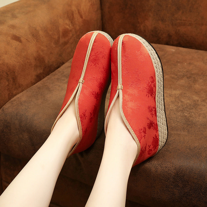 Women's Brocade Pure Color Jacquard Ethnic Style Low Top Women's Shoes