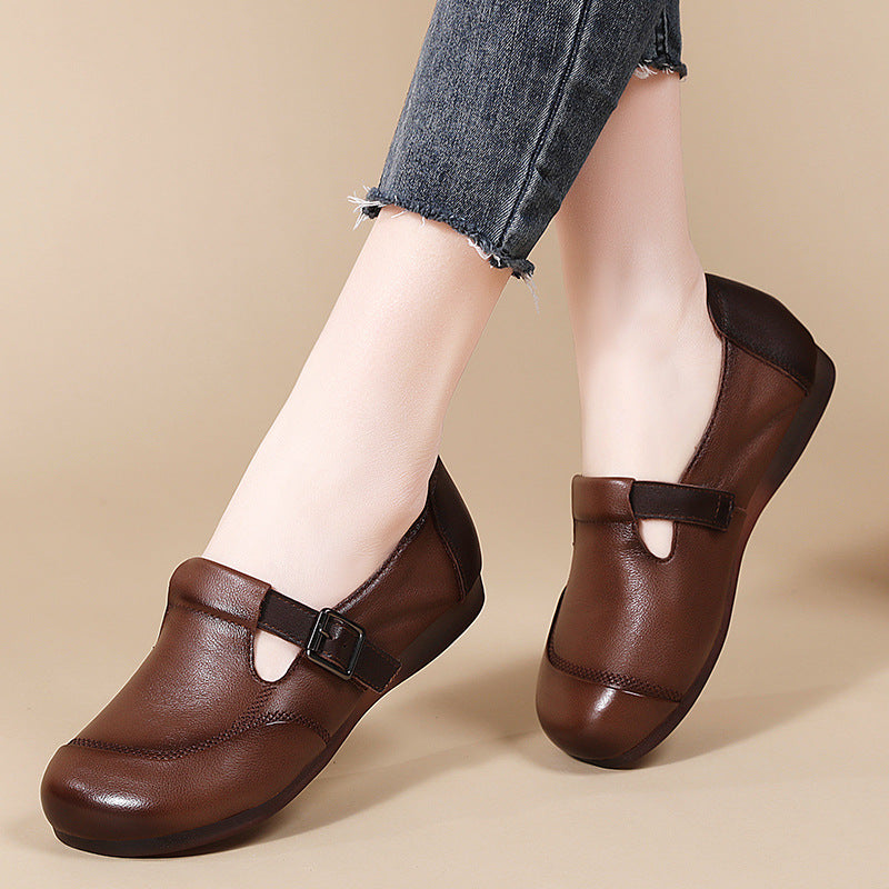Women's Comfortable Genuine Single Soft Bottom Breathable Flat Not Tired Women's Casual Shoes