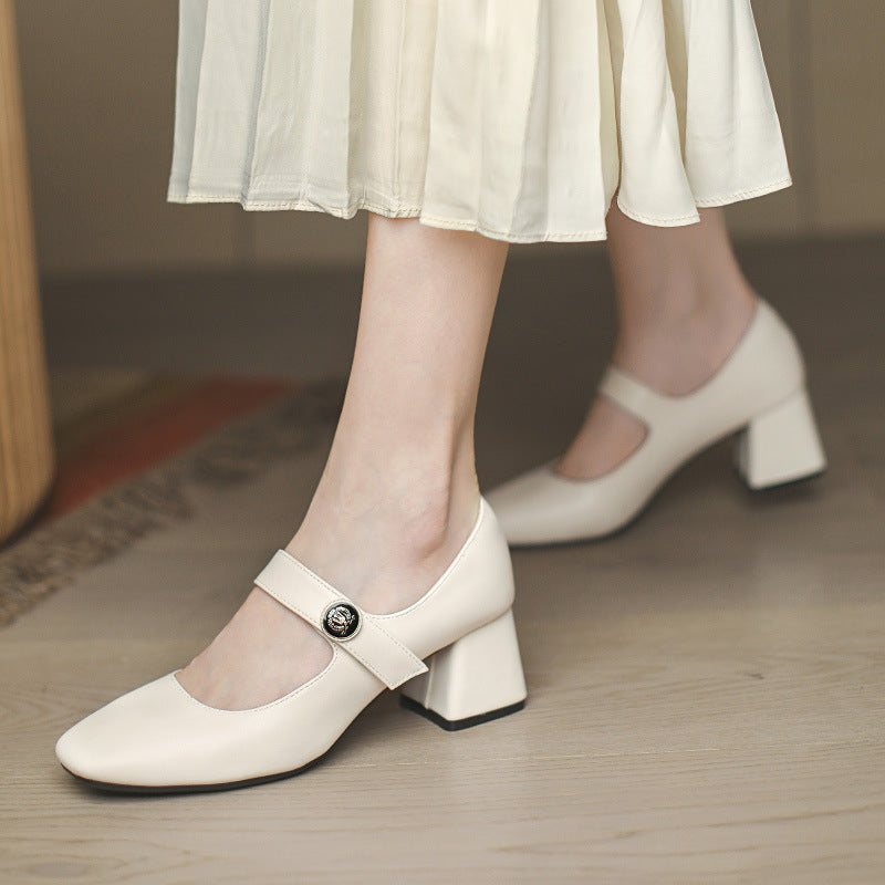 Women's Retro Mary Chunky For Uniform French Women's Shoes