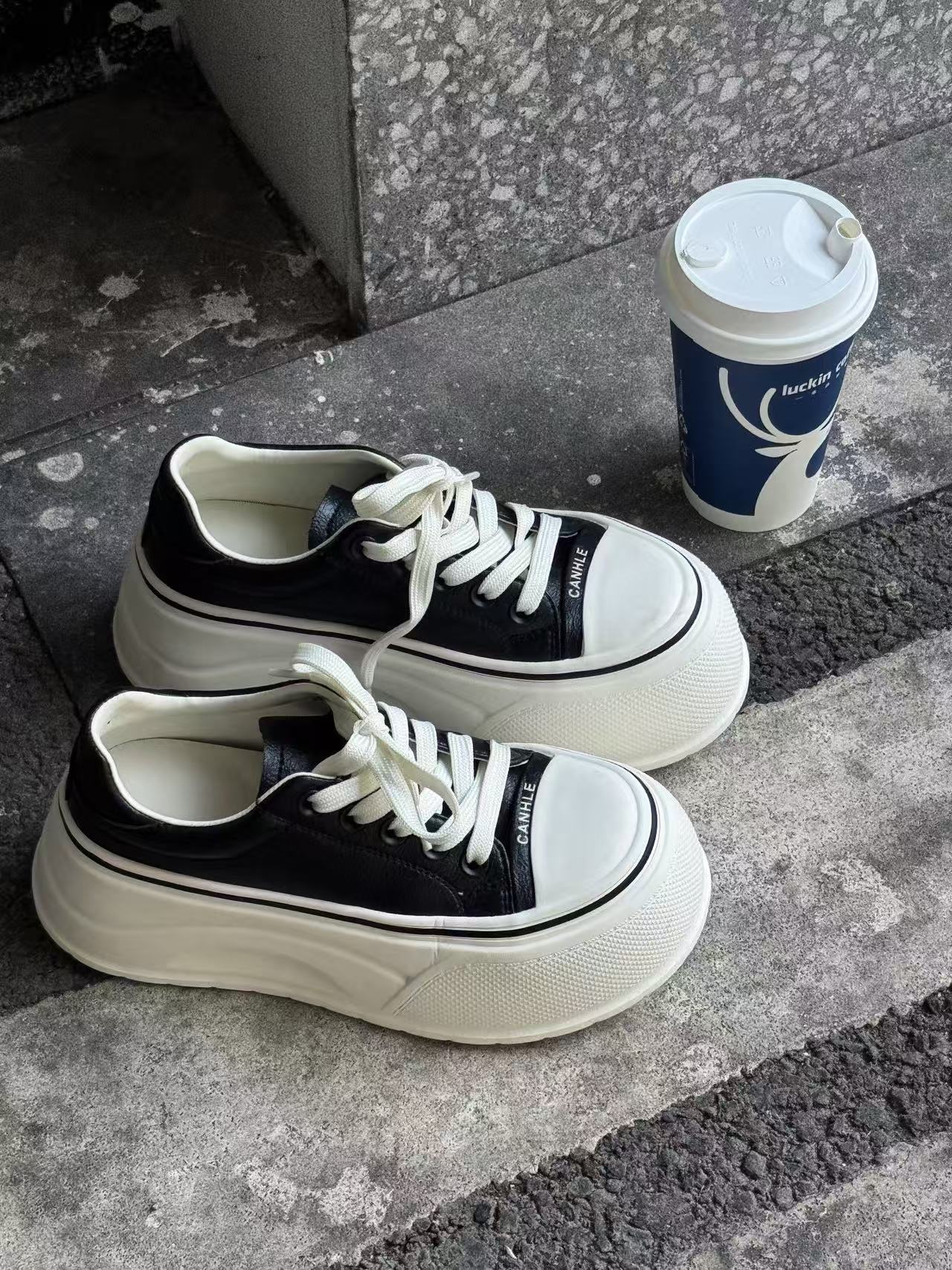 Women's European Goods Genuine Platform Board Autumn White Casual Shoes