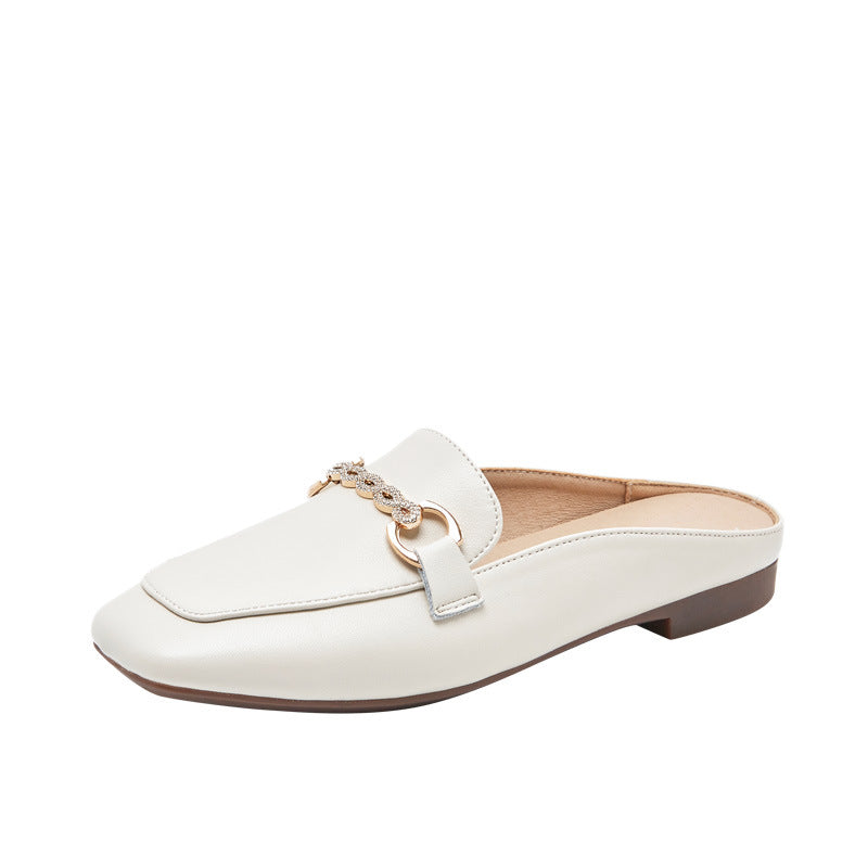Women's Summer Square Toe Mid-mouth French Half Slippers